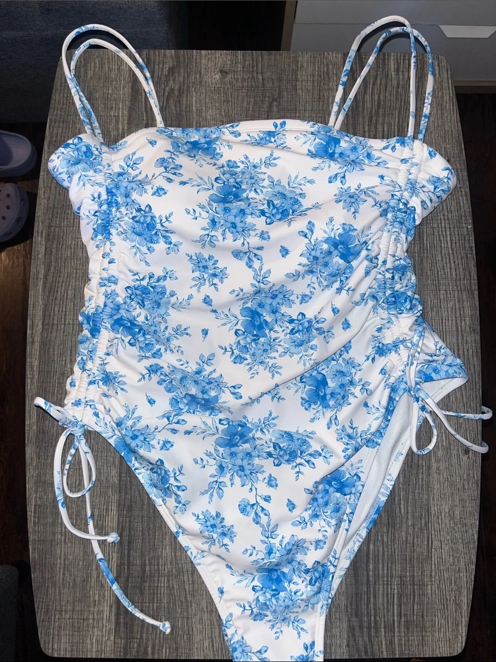 Wild Fable blue floral print one piece swimsuit